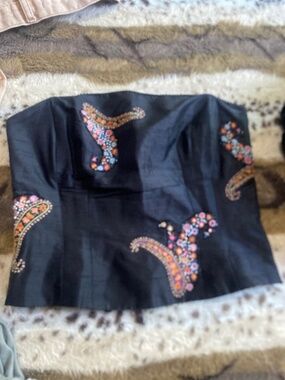 Ann Taylor 2 Silk Paisley Bustier Top